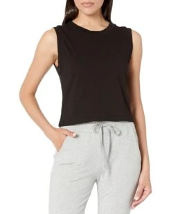 Michael Stars Johnnie Cropped Crew Neck Tank w/Rib Trim | Shirts & Tops