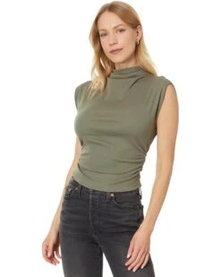 Michael Stars Amara Mock Neck Power Shoulder Top | Shirts & Tops