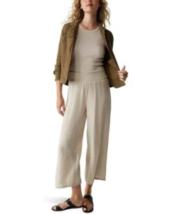 Michael Stars Medina Smocked Waist Cropped Pants