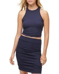 Michael Stars Pina Ultra Rib Racer Front Crop Tank Top | Shirts & Tops